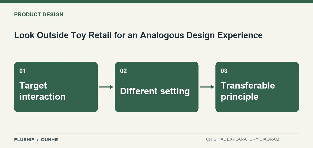 Topic map for Look Outside Toy Retail for an Analogous Design Experience: Target interaction; Different setting; Transferable principle.