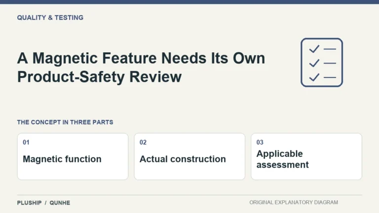 A Magnetic Feature Needs Its Own Product-Safety Review — concept overview: Magnetic function, Actual construction, Applicable assessment.