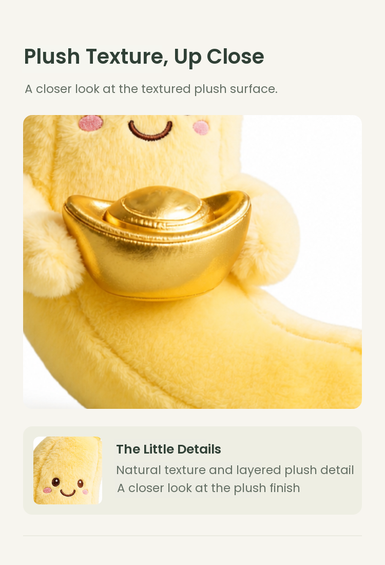 PLUSHIP Banana Plush Toy with a Gold Ingot - detail 02