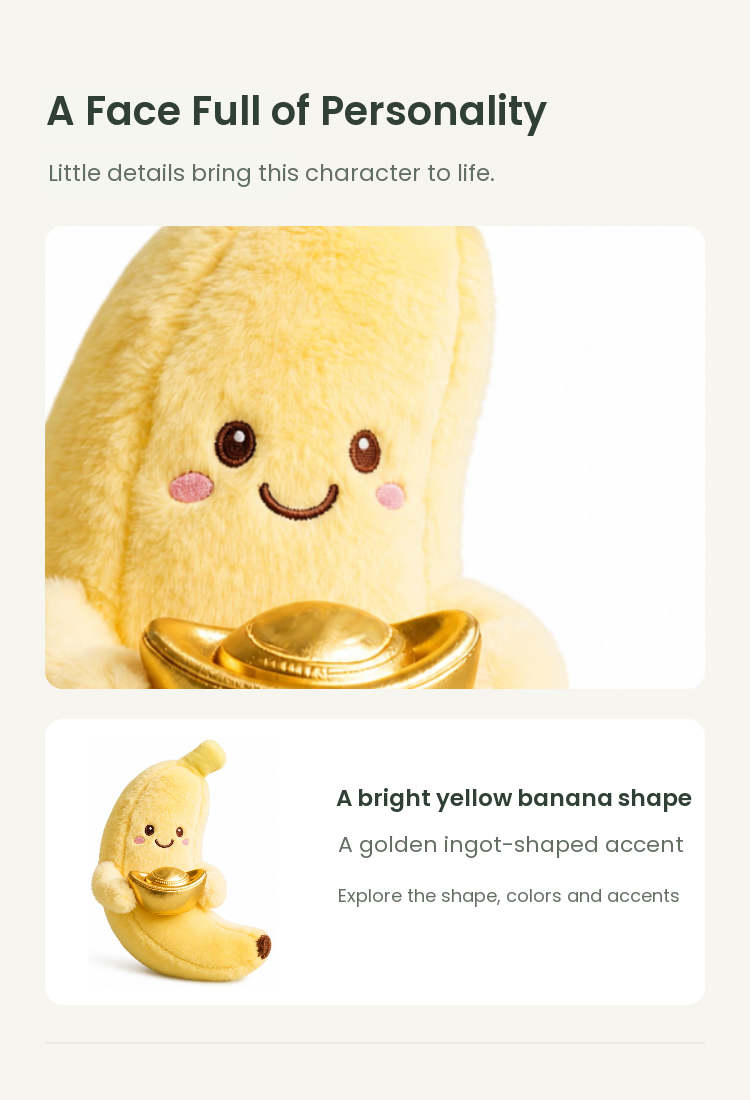 PLUSHIP Banana Plush Toy with a Gold Ingot - detail 03