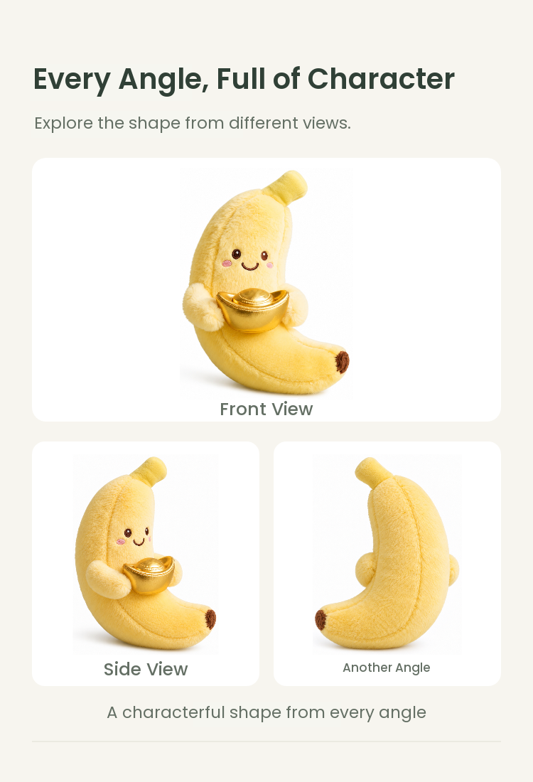 PLUSHIP Banana Plush Toy with a Gold Ingot - detail 04