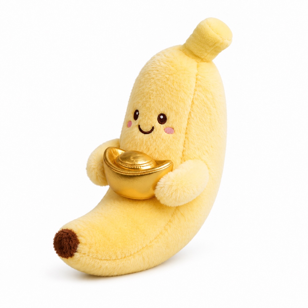 PLUSHIP Banana Plush Toy with a Gold Ingot - product view 03