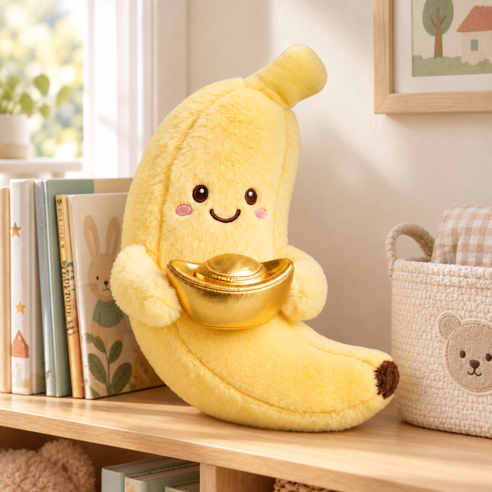 PLUSHIP Banana Plush Toy with a Gold Ingot - product view 05