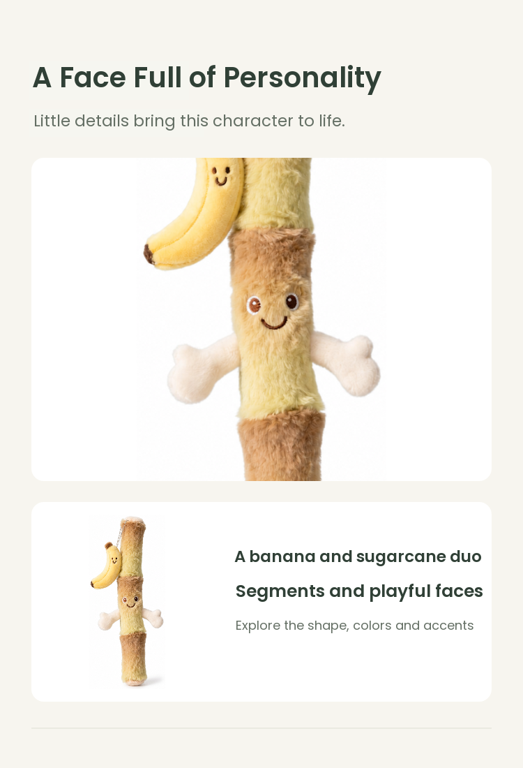 PLUSHIP Banana and Sugarcane Plush Toy - detail 03