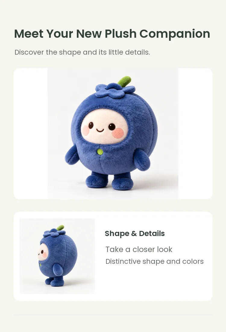 PLUSHIP Blueberry Doll Plush Toy – Green Button - detail 2
