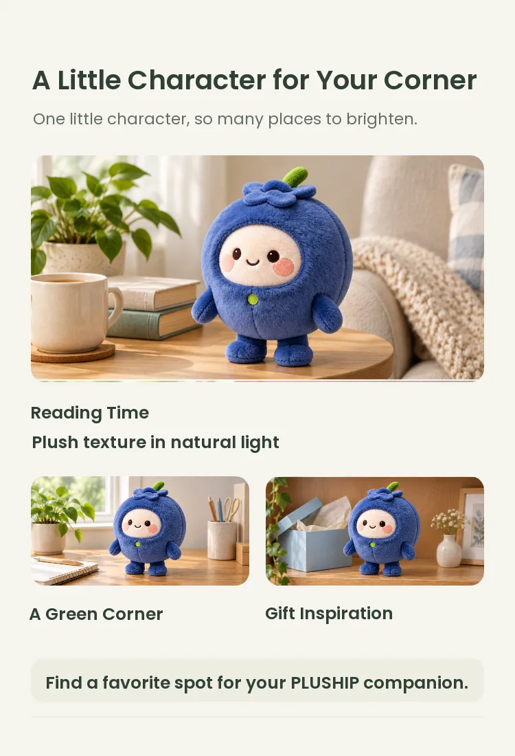 PLUSHIP Blueberry Doll Plush Toy – Green Button - detail 5