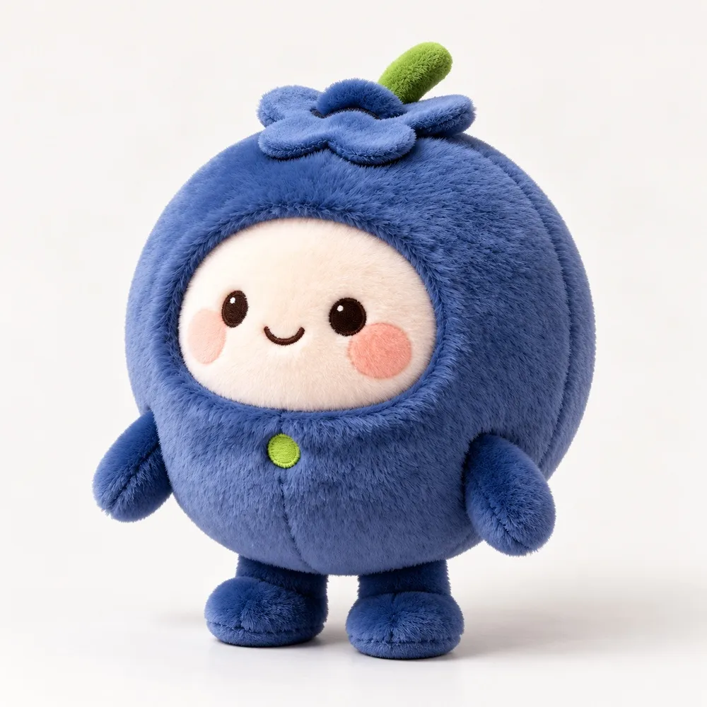 PLUSHIP Blueberry Doll Plush Toy – Green Button - product view 01