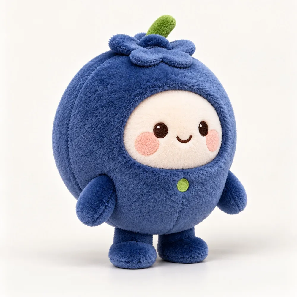 PLUSHIP Blueberry Doll Plush Toy – Green Button - product view 02