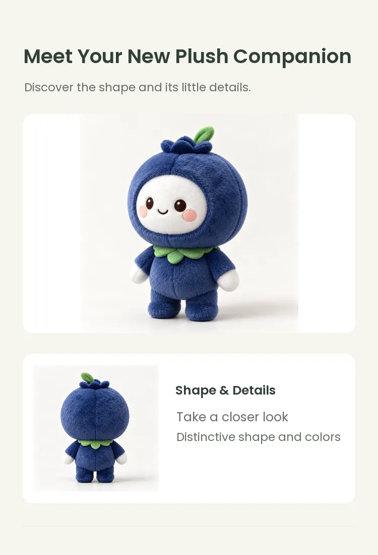 PLUSHIP Blueberry Doll Plush Toy – Leaf Collar - detail 2