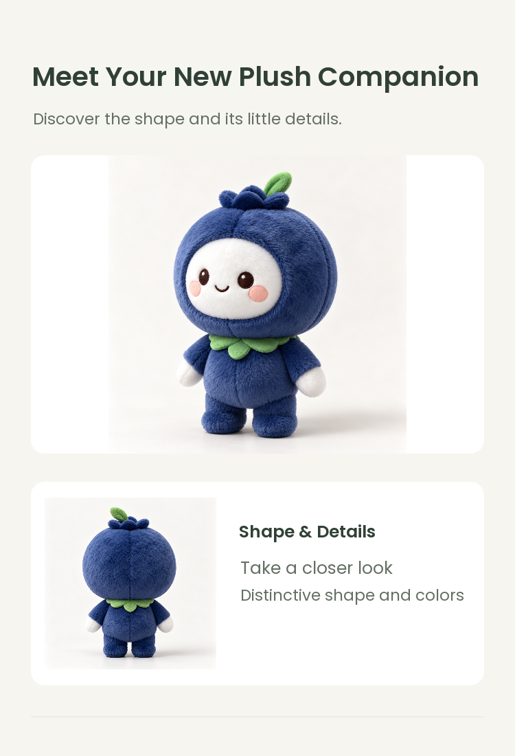 PLUSHIP Blueberry Doll Plush Toy – Leaf Collar - detail 02