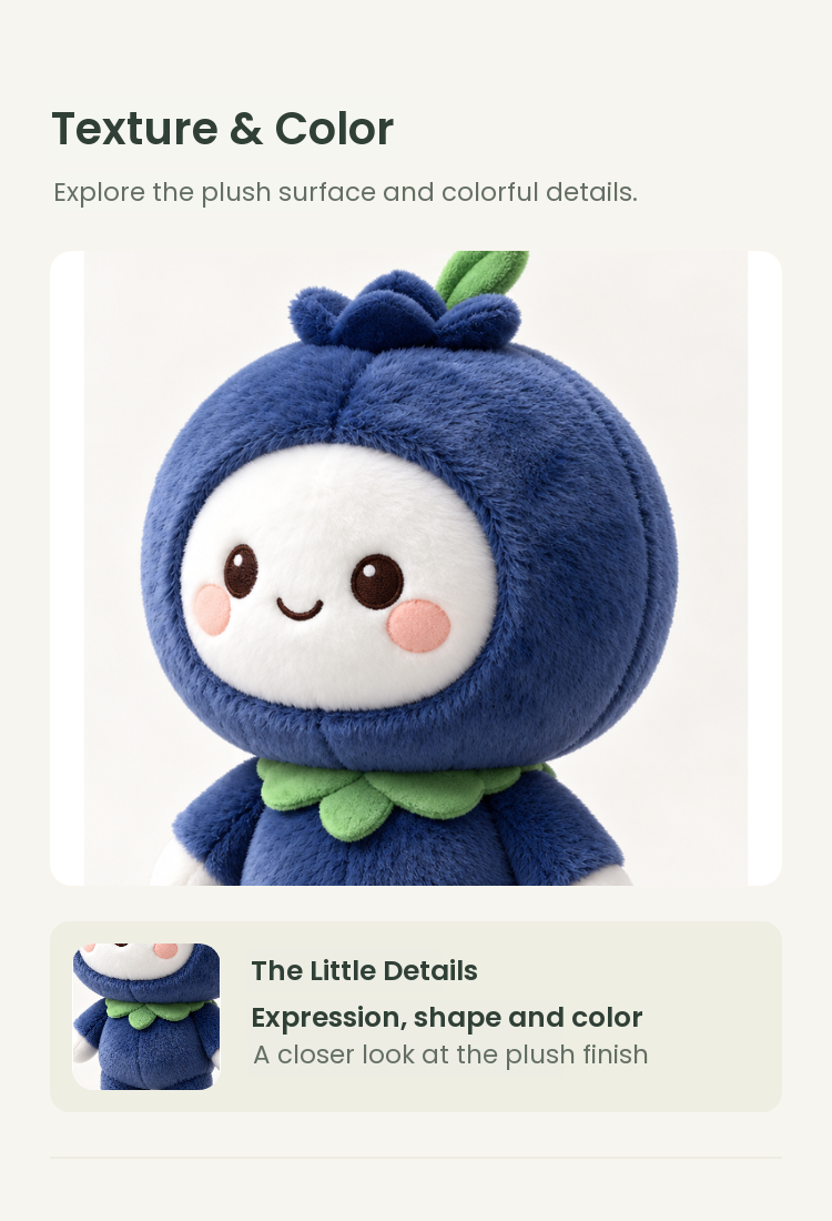 PLUSHIP Blueberry Doll Plush Toy – Leaf Collar - detail 03