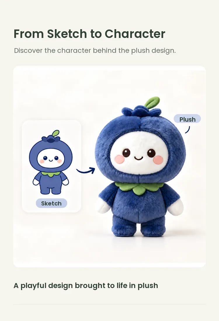 PLUSHIP Blueberry Doll Plush Toy – Leaf Collar - detail 4