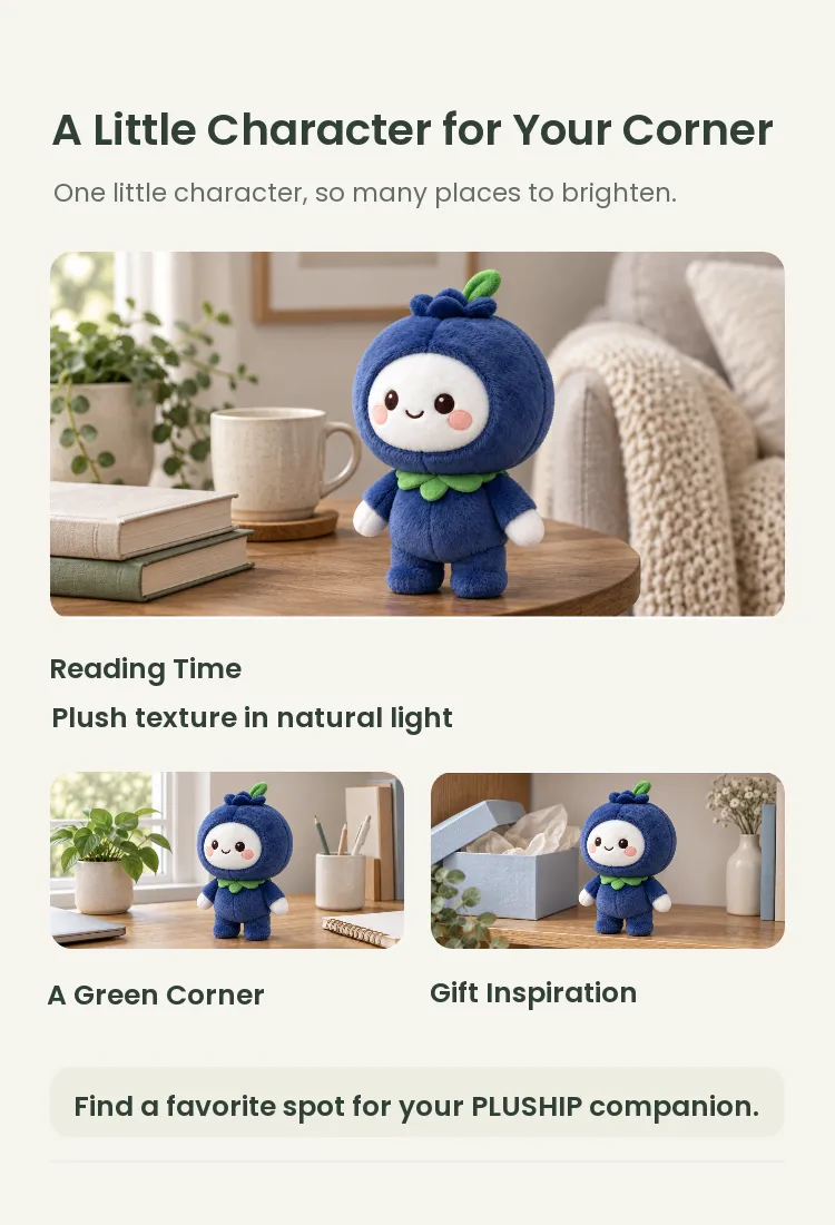 PLUSHIP Blueberry Doll Plush Toy – Leaf Collar - detail 5
