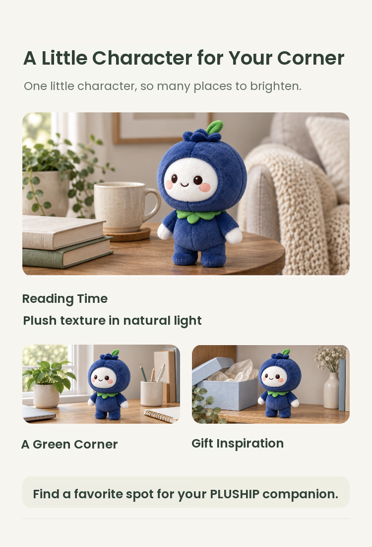 PLUSHIP Blueberry Doll Plush Toy – Leaf Collar - detail 05