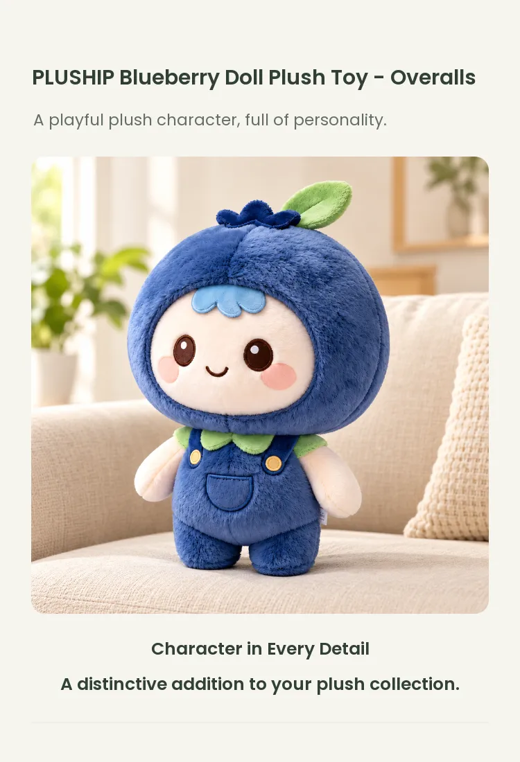 PLUSHIP Blueberry Doll Plush Toy – Overalls - detail 1