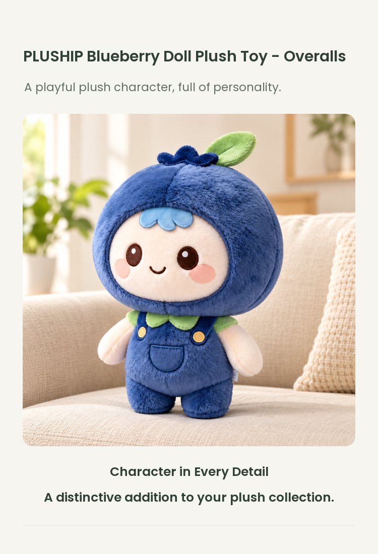 PLUSHIP Blueberry Doll Plush Toy – Overalls - detail 01