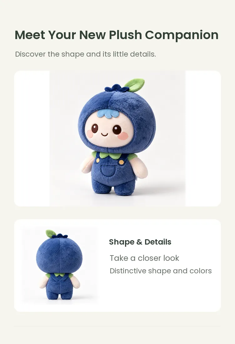 PLUSHIP Blueberry Doll Plush Toy – Overalls - detail 2
