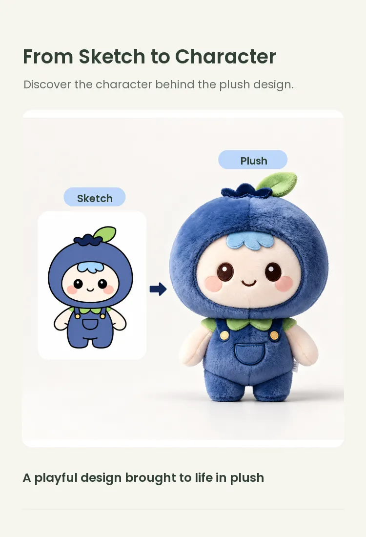 PLUSHIP Blueberry Doll Plush Toy – Overalls - detail 4