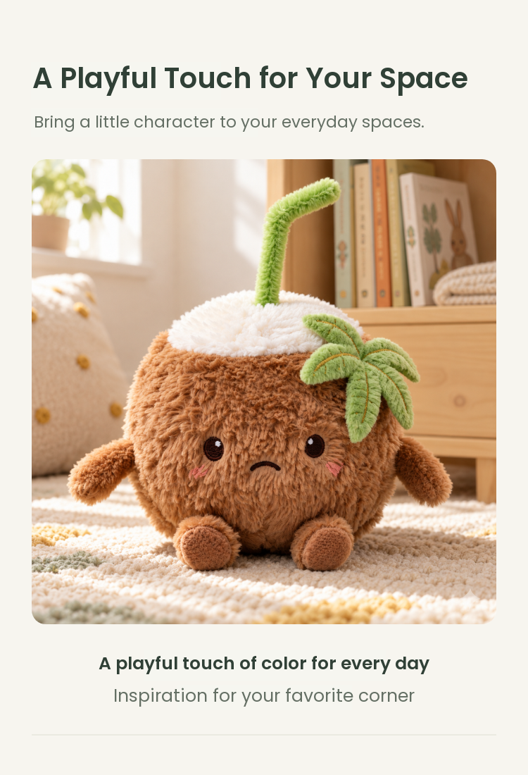 PLUSHIP Brown Coconut Plush Toy – Straw - detail 05