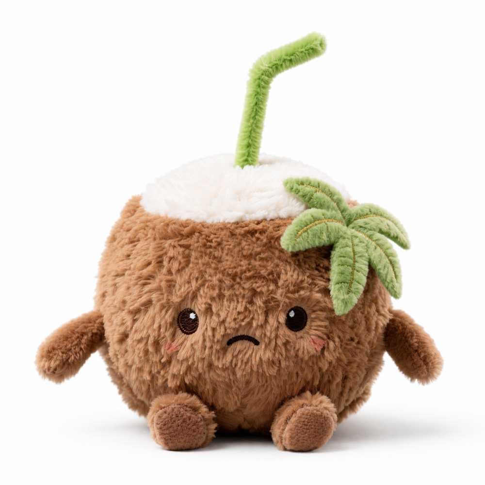 PLUSHIP Brown Coconut Plush Toy – Straw - product view 01