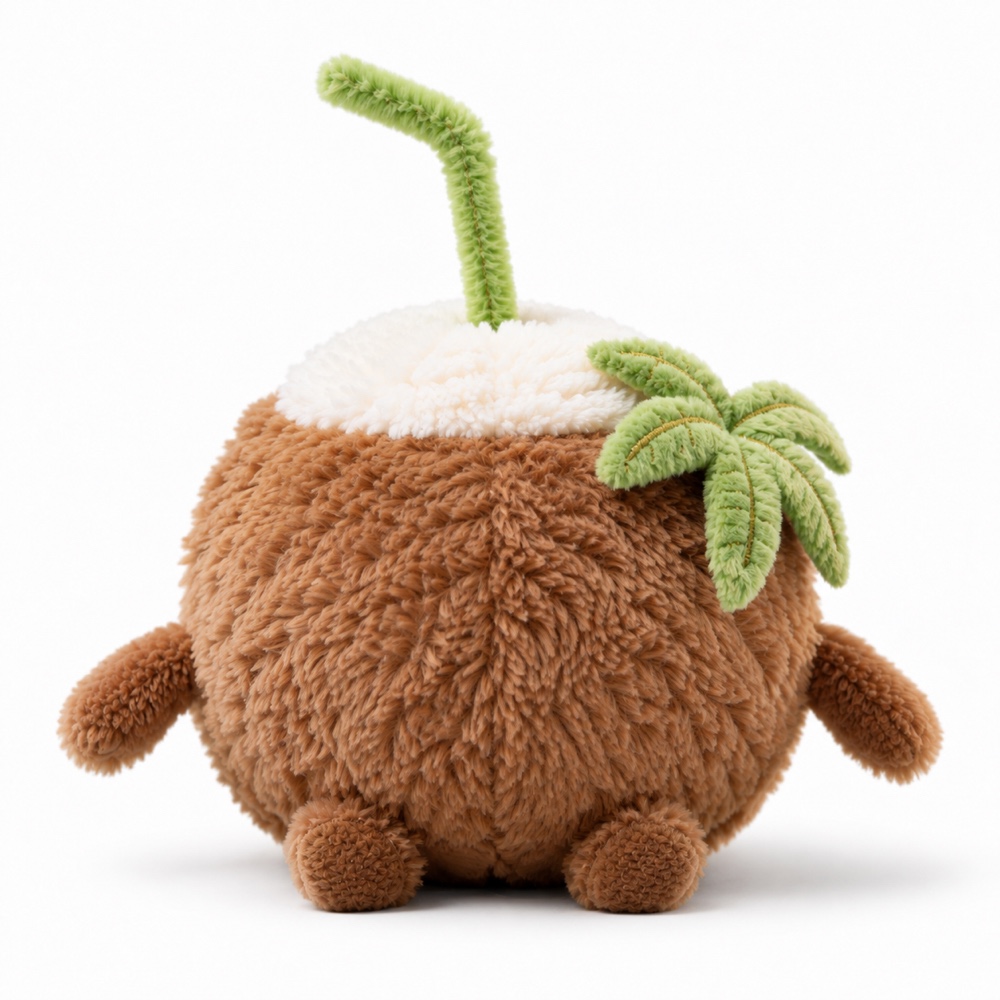 PLUSHIP Brown Coconut Plush Toy – Straw - product view 04