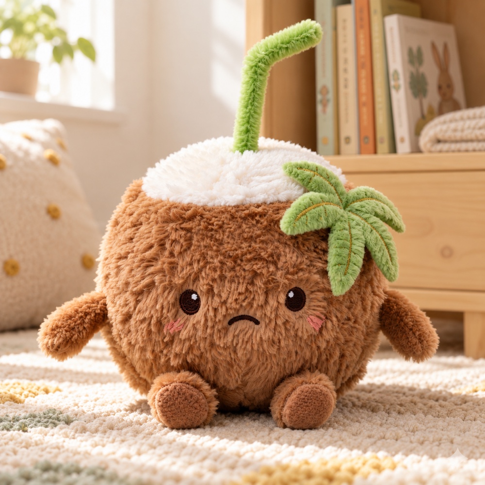 PLUSHIP Brown Coconut Plush Toy – Straw - product view 05