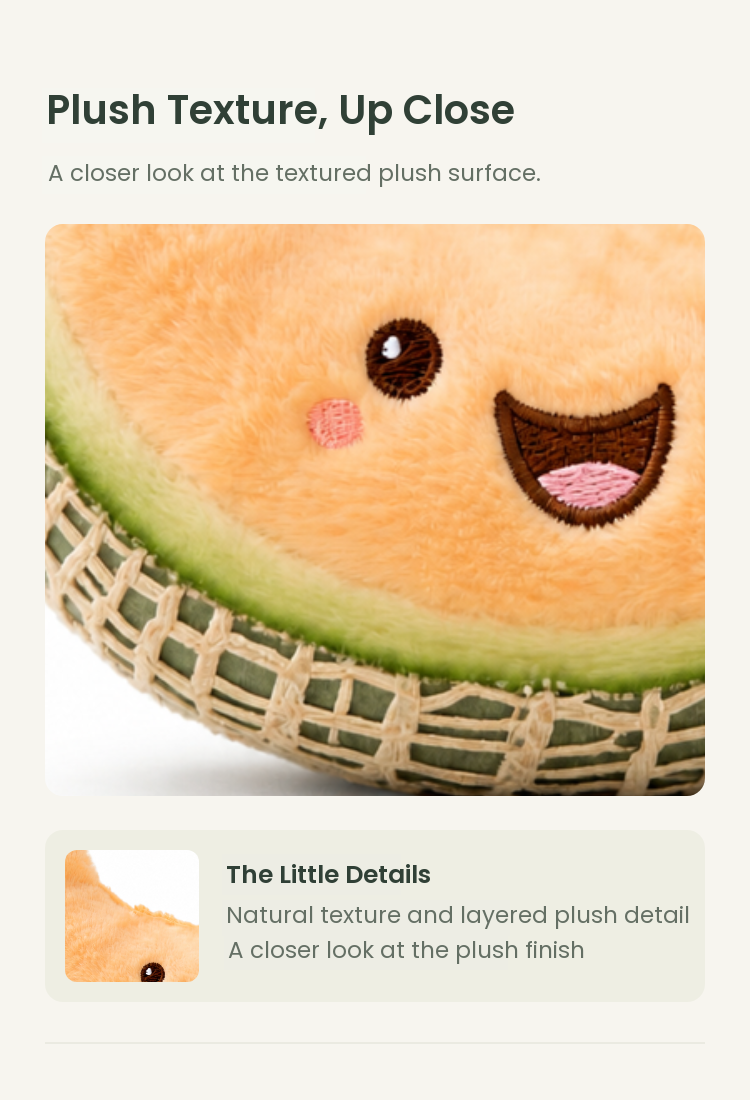 PLUSHIP Cantaloupe Slice Plush Toy - detail 02