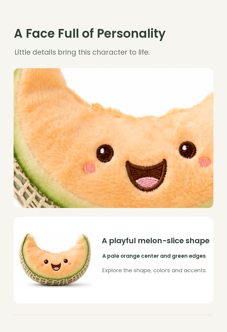 PLUSHIP Cantaloupe Slice Plush Toy - detail 03