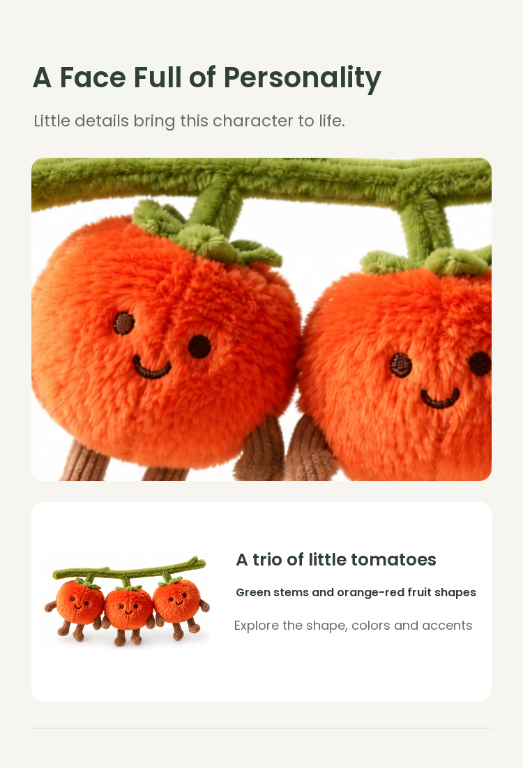 PLUSHIP Cherry Tomato Trio Plush Toy - detail 03