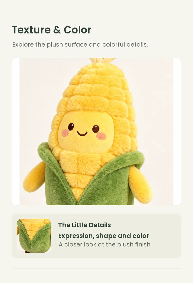 PLUSHIP Corn Plush Toy – Brown Feet - detail 3