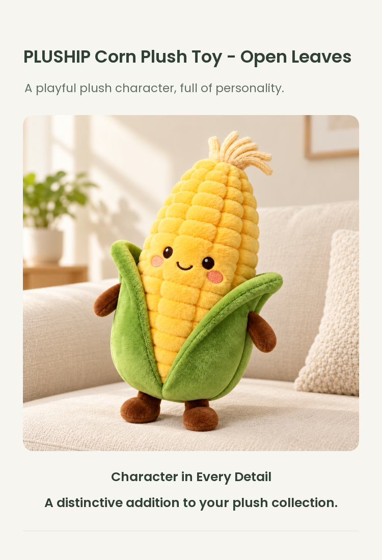 PLUSHIP Corn Plush Toy – Open Leaves - detail 01
