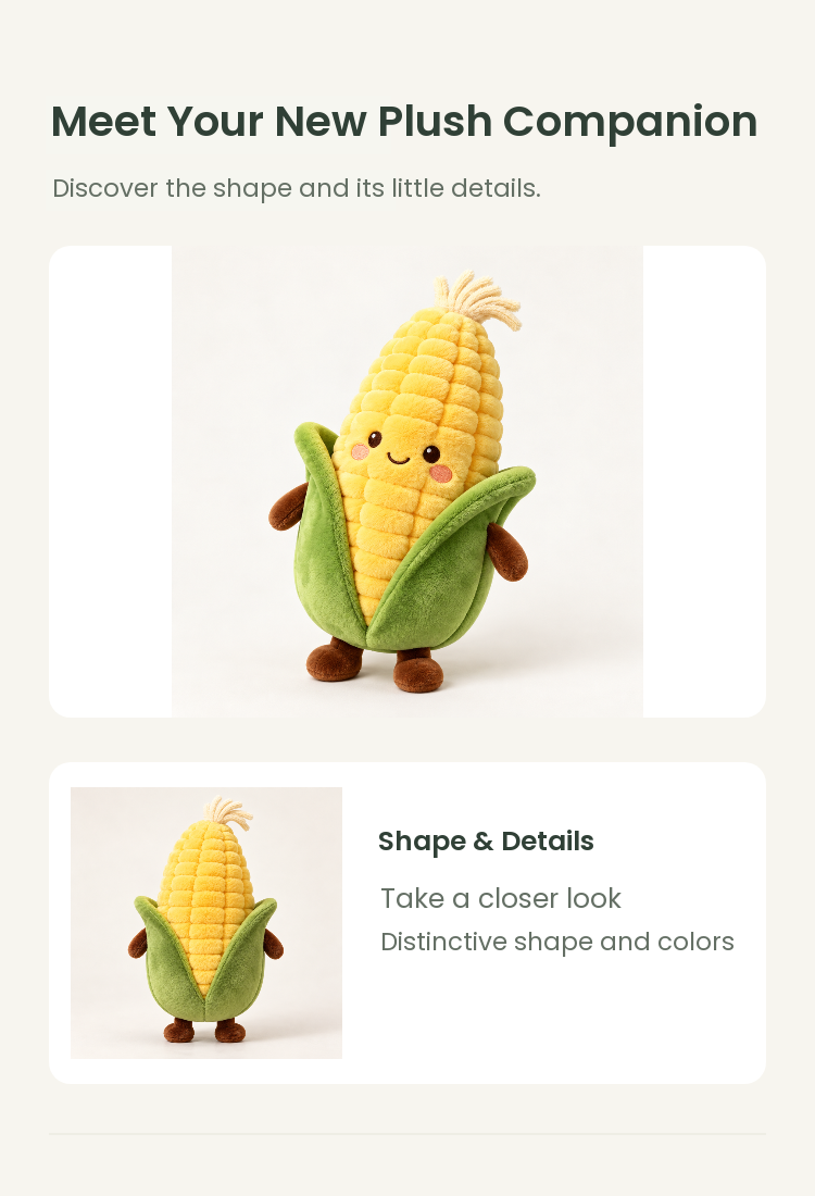 PLUSHIP Corn Plush Toy – Open Leaves - detail 02
