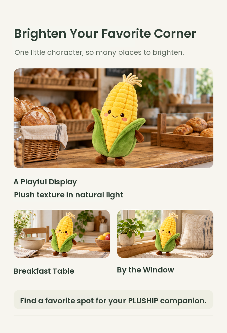 PLUSHIP Corn Plush Toy – Open Leaves - detail 05