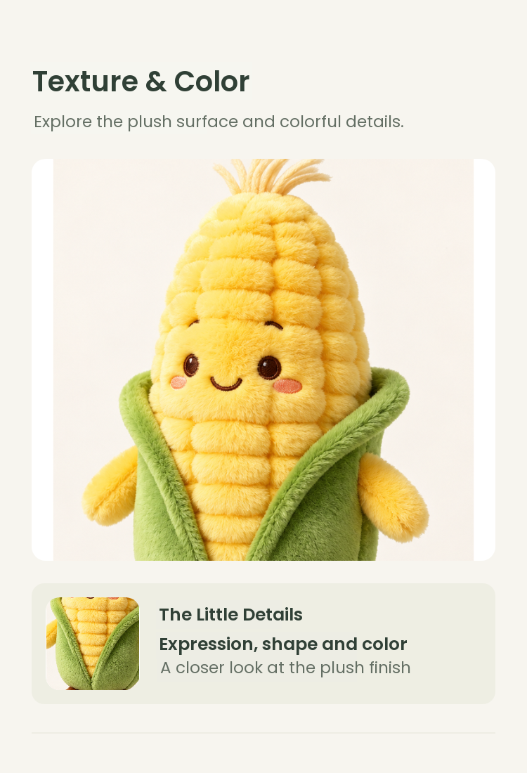 PLUSHIP Corn Plush Toy – Smiling Character - detail 03
