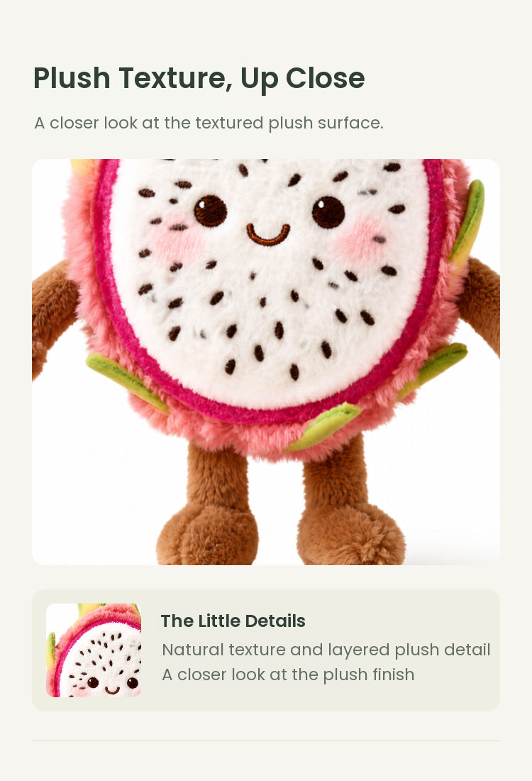 PLUSHIP Dragon Fruit Slice Plush Toy - detail 02