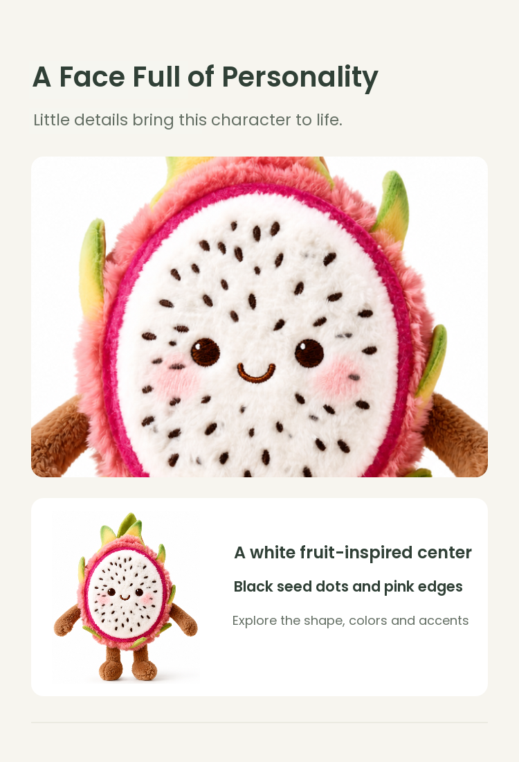 PLUSHIP Dragon Fruit Slice Plush Toy - detail 03