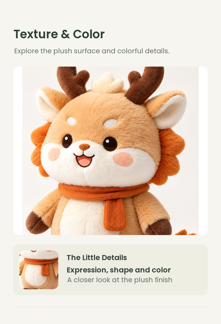 PLUSHIP Dragon Plush Toy – Orange Scarf - detail 03