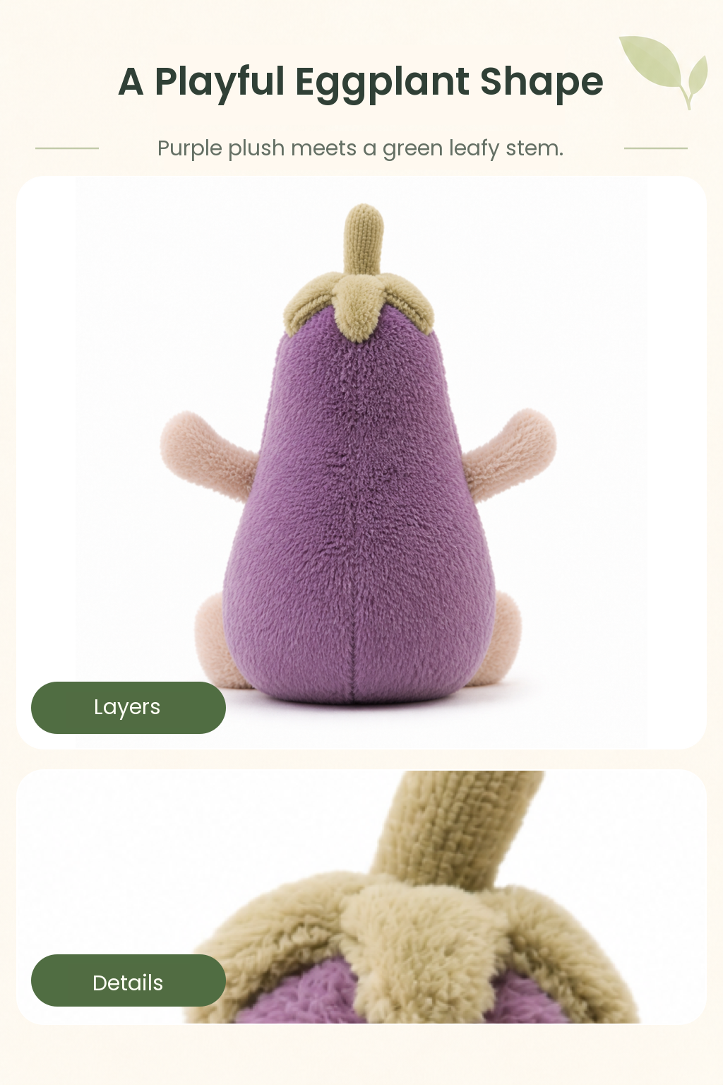 PLUSHIP Eggplant Plush Toy - detail 03