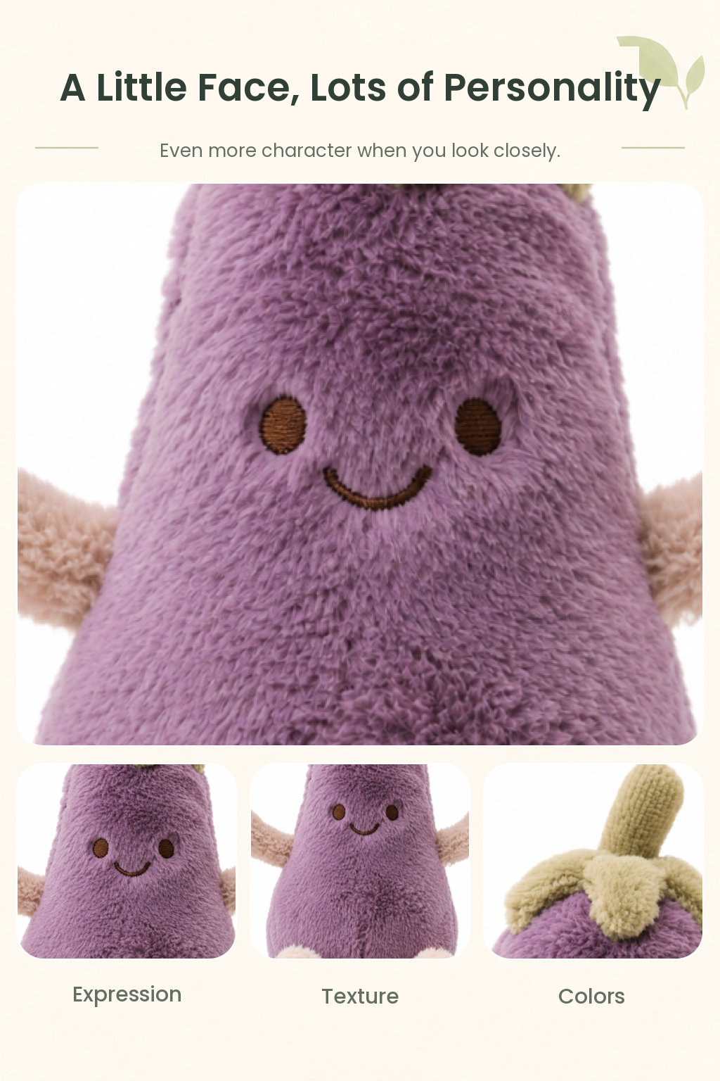 PLUSHIP Eggplant Plush Toy - detail 04