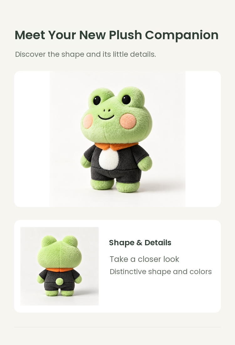 PLUSHIP Frog Plush Toy – Black Jacket - detail 02