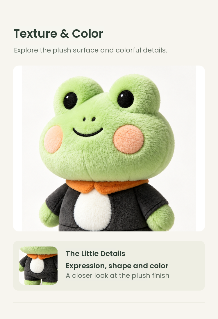 PLUSHIP Frog Plush Toy – Black Jacket - detail 03