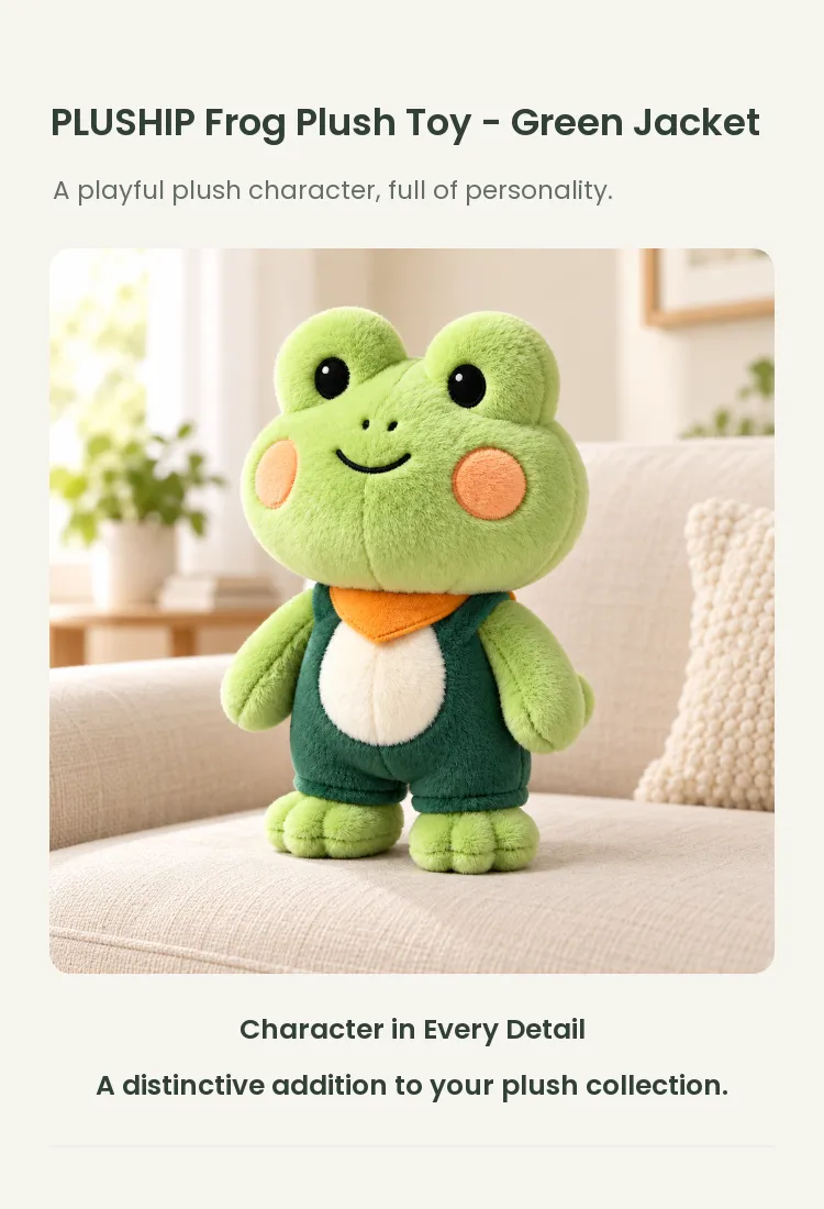 PLUSHIP Frog Plush Toy – Green Jacket - detail 1
