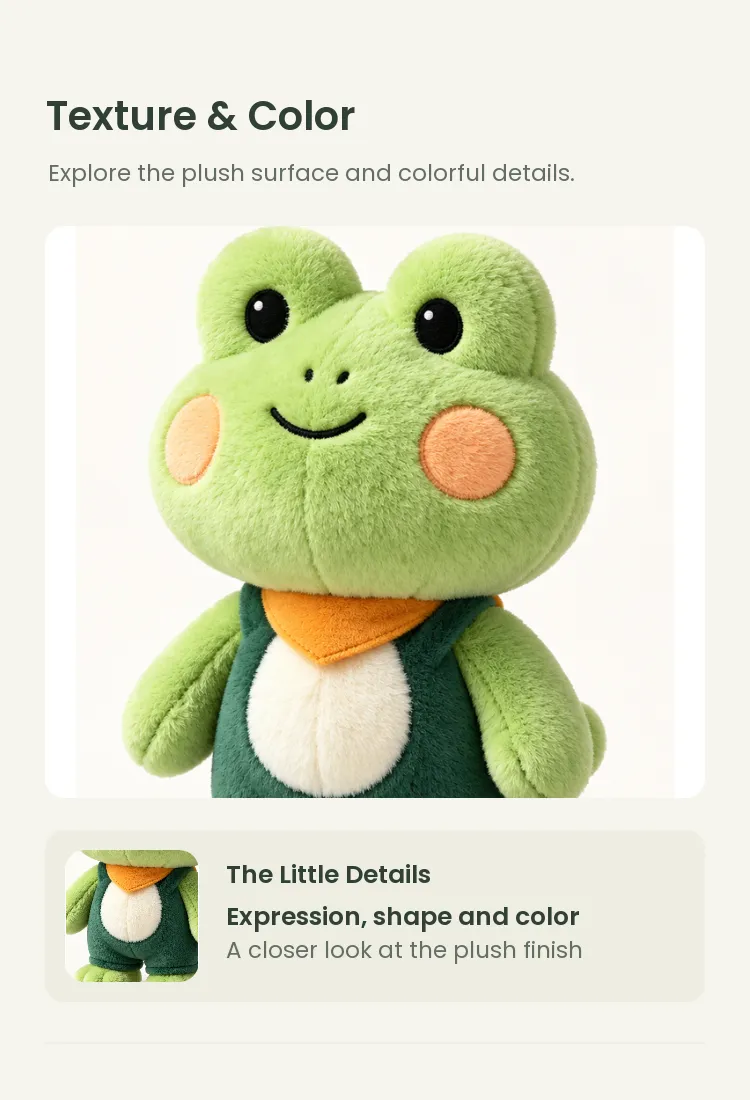PLUSHIP Frog Plush Toy – Green Jacket - detail 3