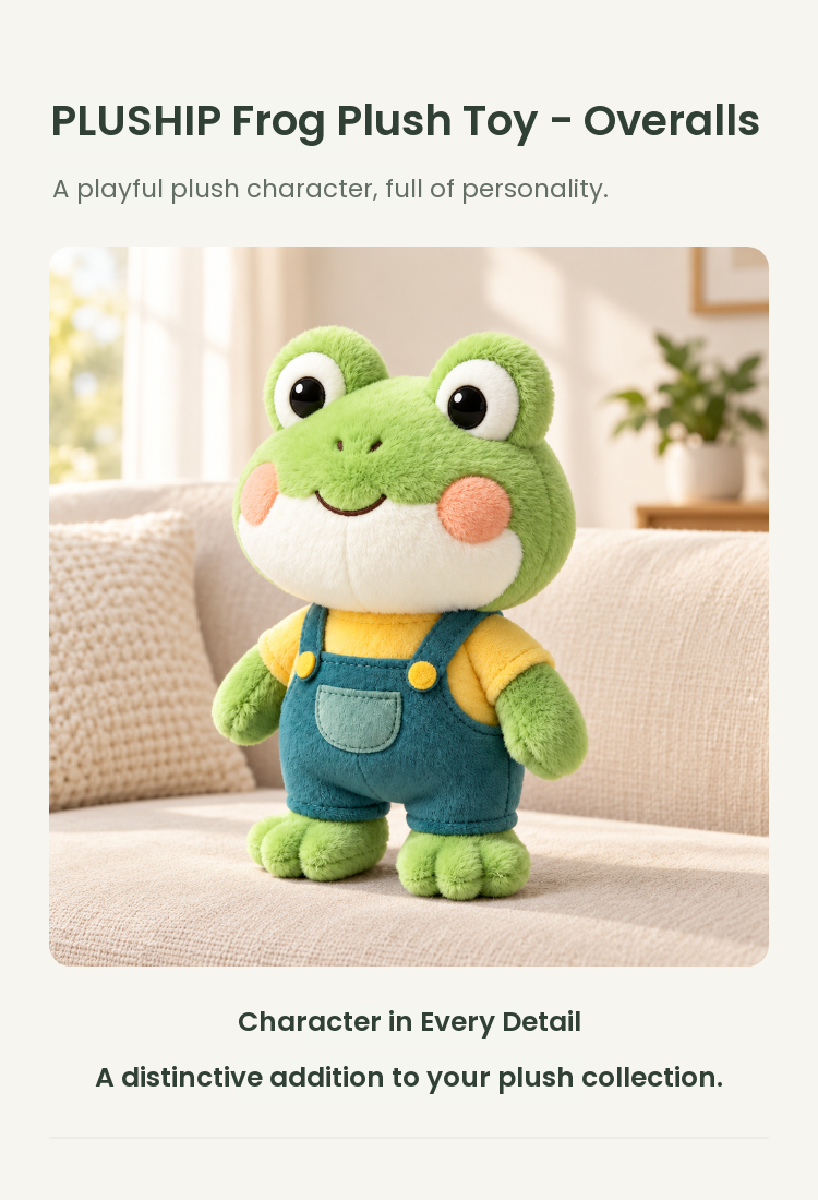 PLUSHIP Frog Plush Toy – Overalls - detail 01