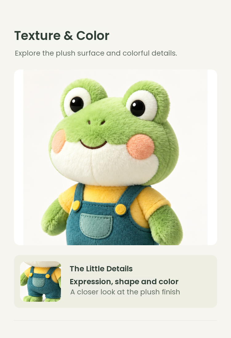 PLUSHIP Frog Plush Toy – Overalls - detail 03
