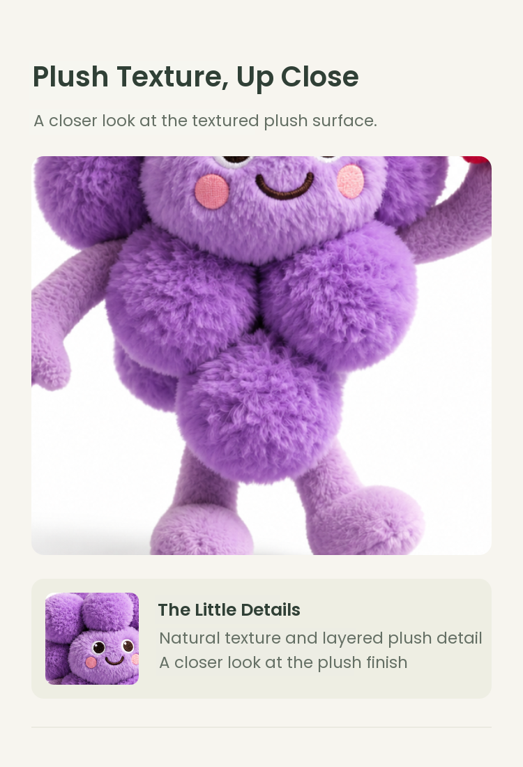 PLUSHIP Grape Plush Toy with a Heart - detail 02