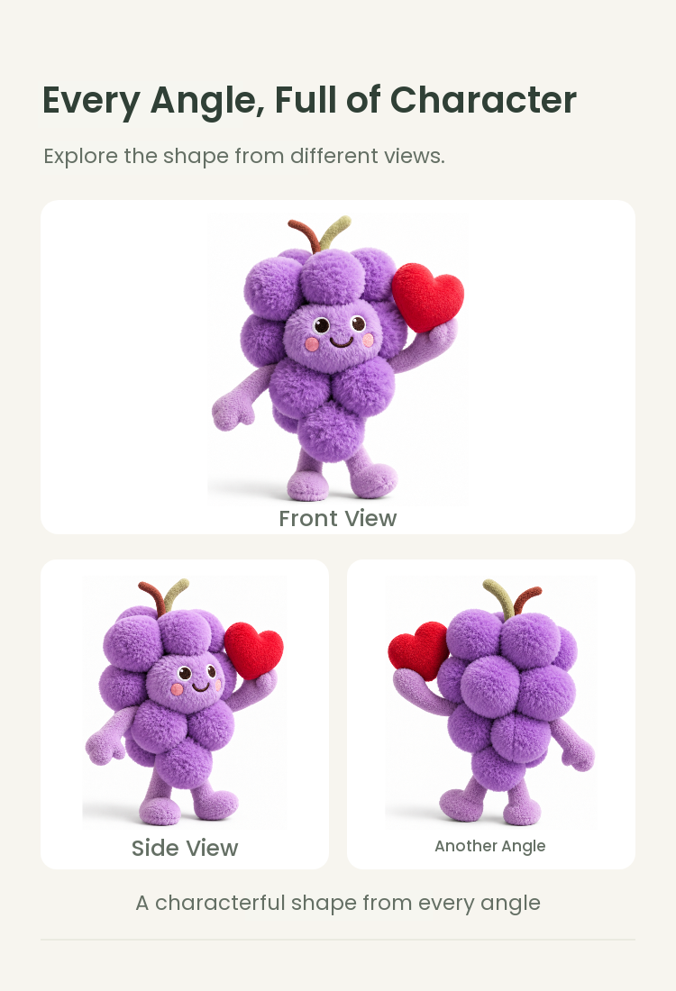 PLUSHIP Grape Plush Toy with a Heart - detail 04
