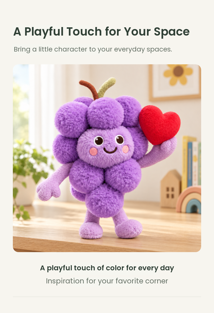 PLUSHIP Grape Plush Toy with a Heart - detail 05