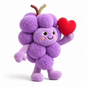 PLUSHIP Grape Plush Toy with a Heart - product view 01