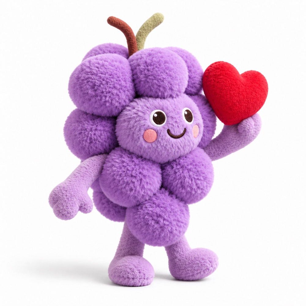 PLUSHIP Grape Plush Toy with a Heart - product view 01